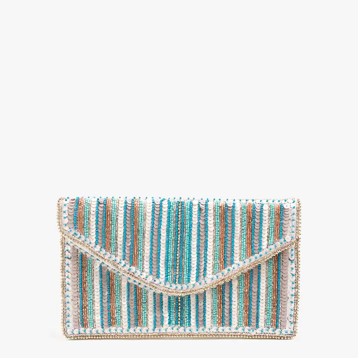 Livy Beaded Flapover Clutch/Crossbody