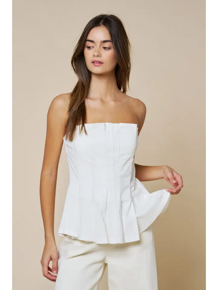 Strapless Pleated Peplum Top