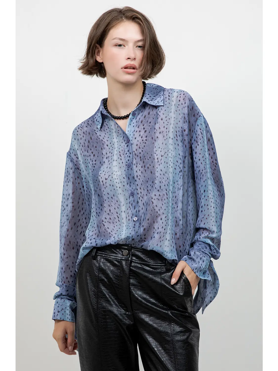 Bambi Print Soft Woven Button Down Shirt