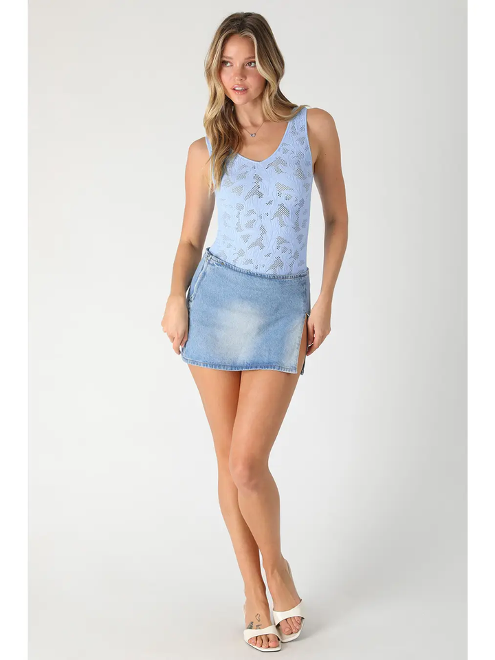 Textured Lace Sleeveless Bodysuit