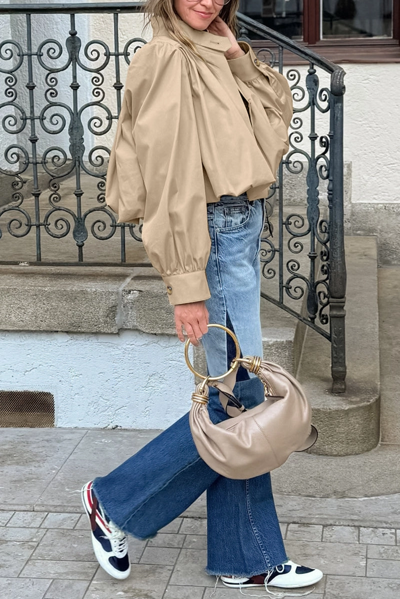 Cropped Buttoned Trench Coat