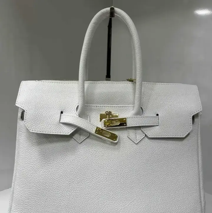 Elegant Structured  Leather Handbag with Lock Closure