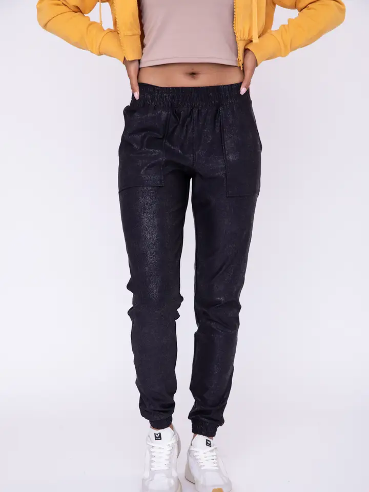 Foil Printed High-Waisted Joggers
