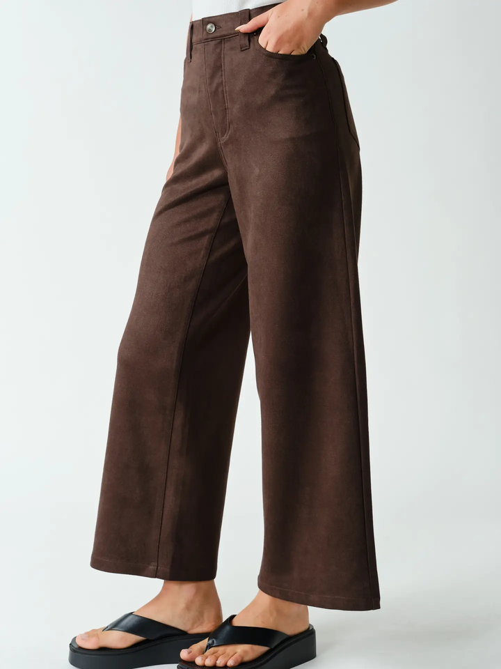 Mojave Suede Finish Wide Leg Pants (available in coffee bean & truffle)