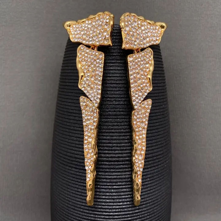 Vintage Rhinestone Inlaid Geometric Earrings