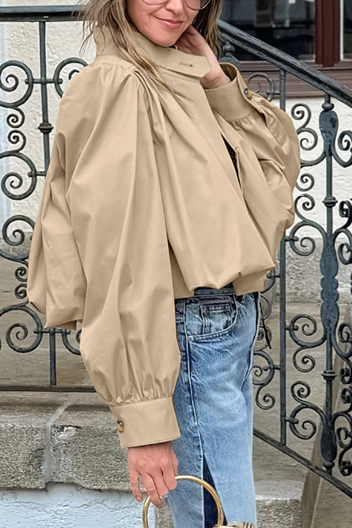 Cropped Buttoned Trench Coat