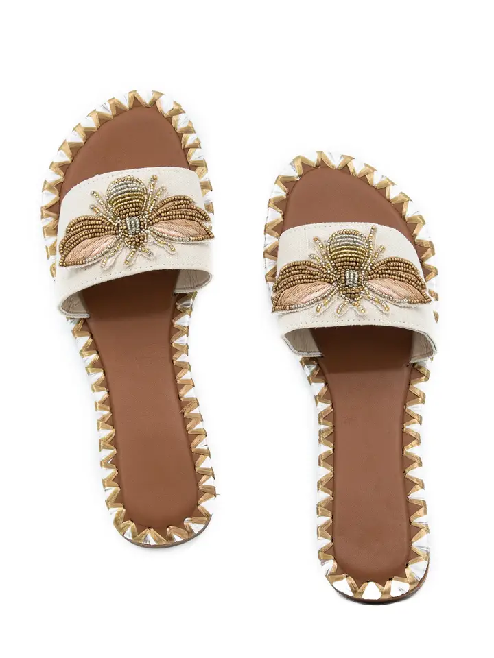 Handcrafted Beaded Bumble Bee Sandals