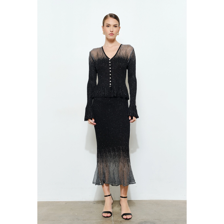 Embellished Metallic Jeweled Blouse