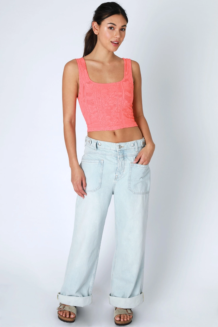 Double Lace Square Crop Top