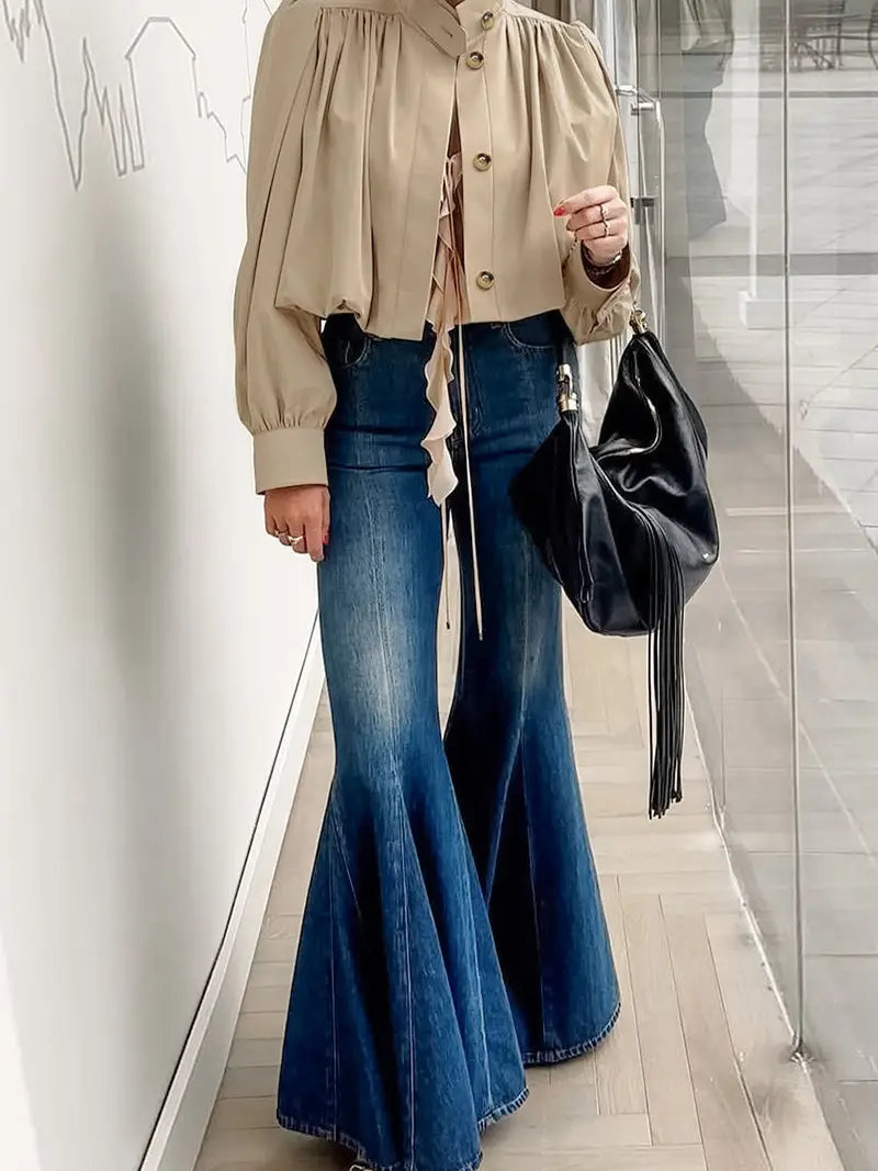 Cropped Buttoned Trench Coat