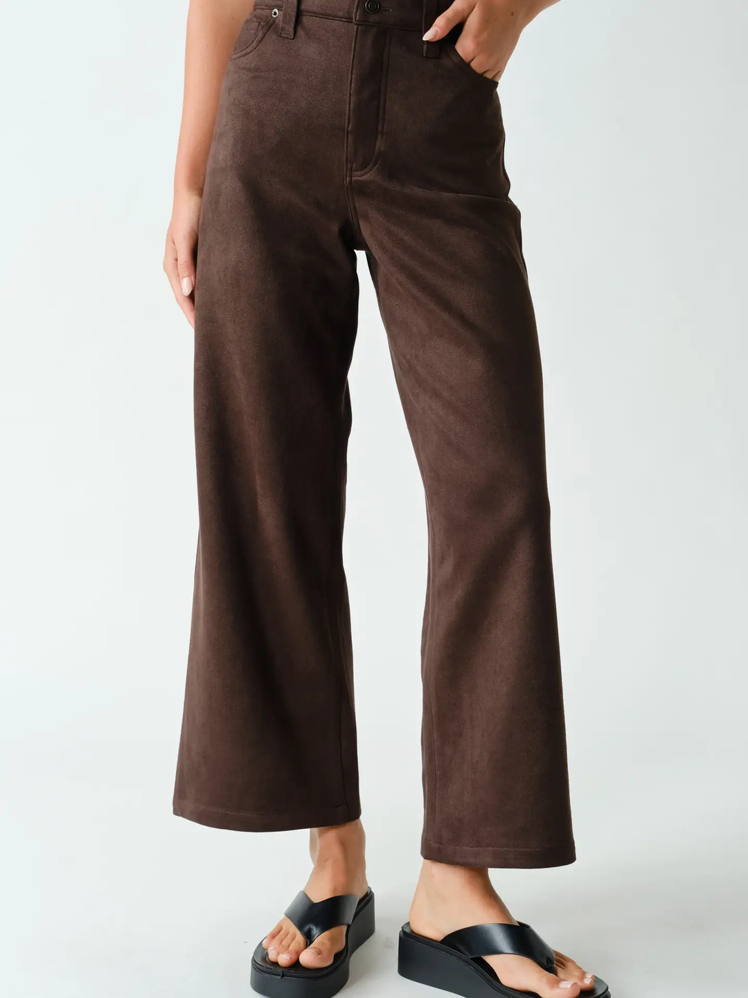Mojave Suede Finish Wide Leg Pants (available in coffee bean & truffle)