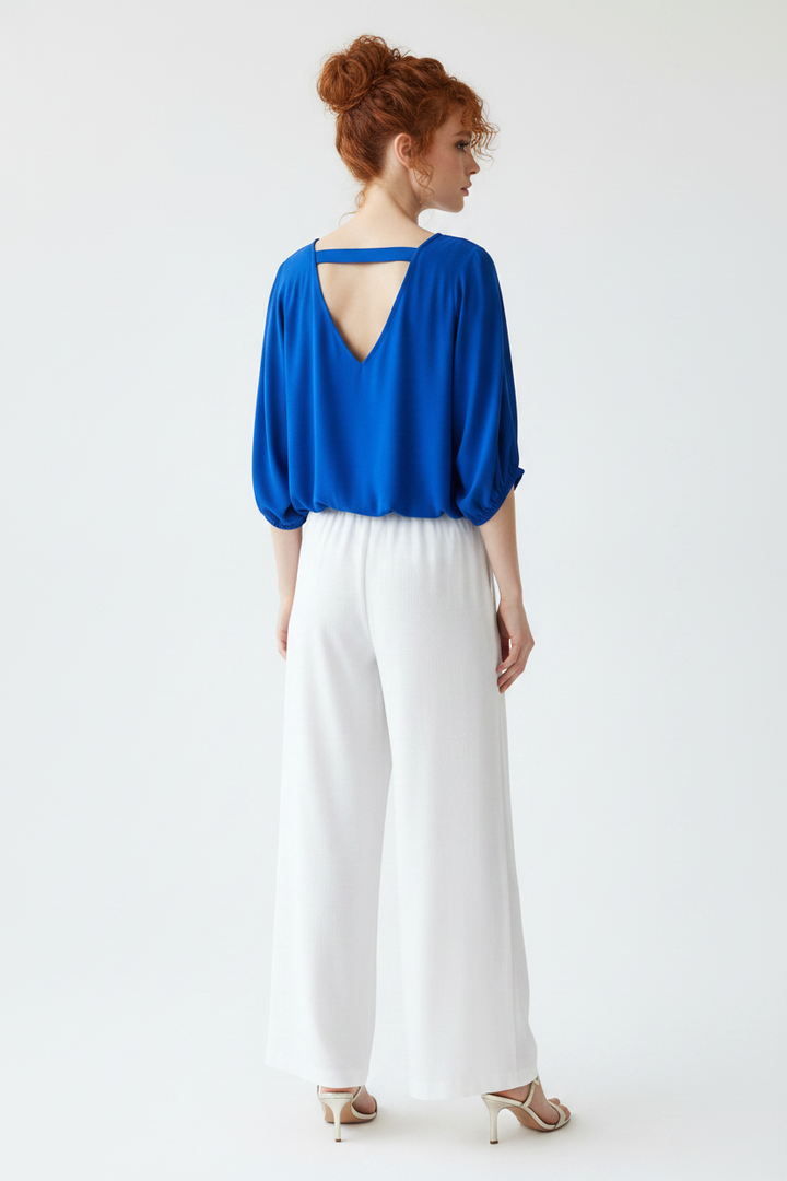 Royal Blue Top — Back, Hair Up