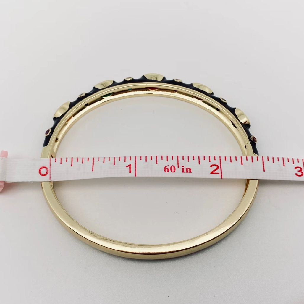 Inlaid Cubic Zirconia Gold Plated Enamel Bangle