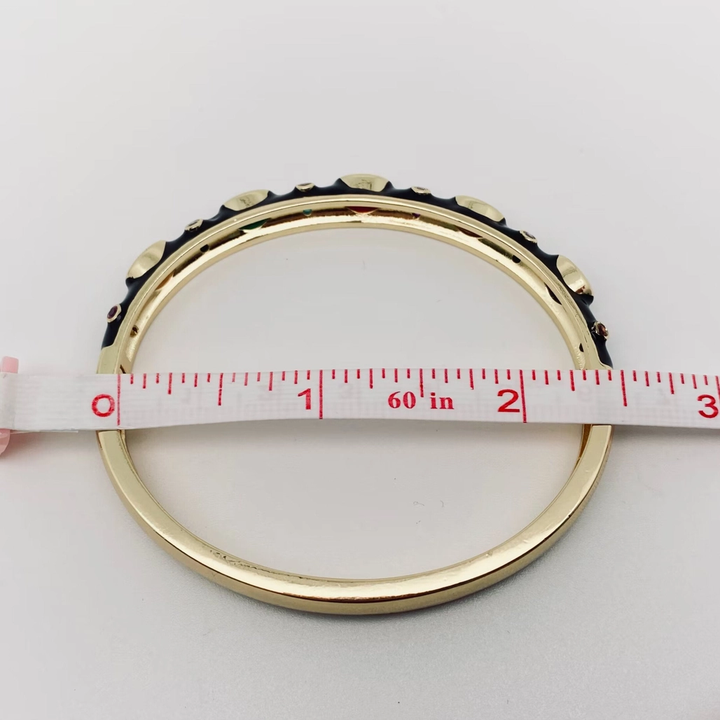 Inlaid Cubic Zirconia Gold Plated Enamel Bangle