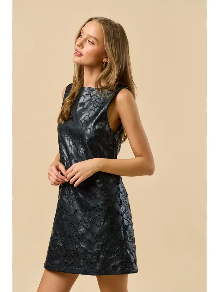 Emery Embroidered Pu Mini Dress