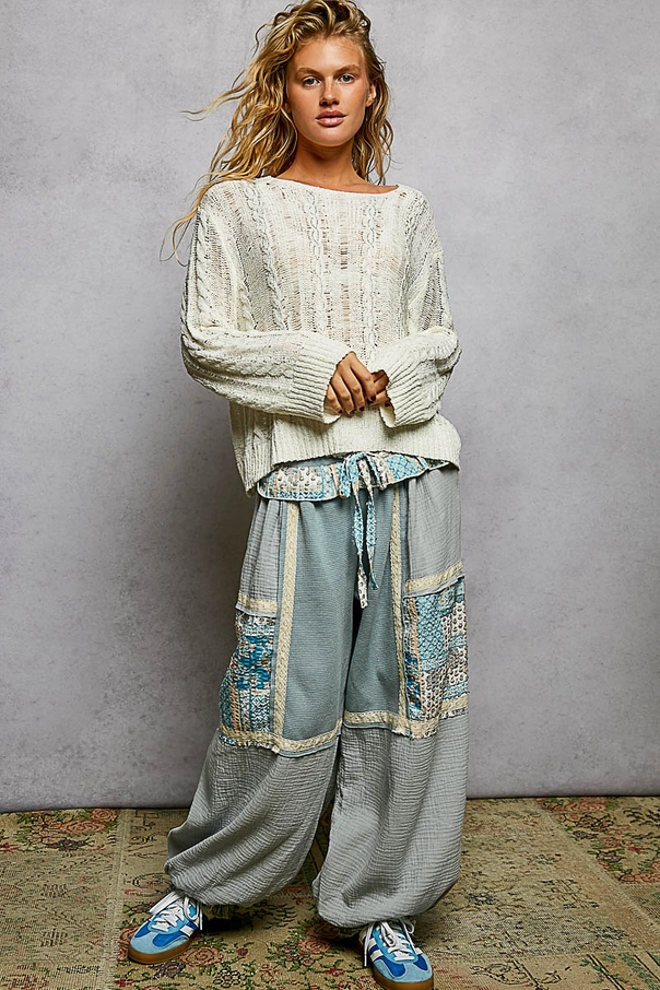 Acrylic Lightweight Cable Knit Summer Sweater
