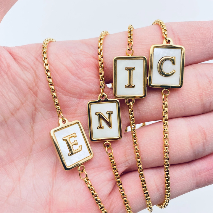 Gold-Plated Shell Stainless Steel Initial Bracelets