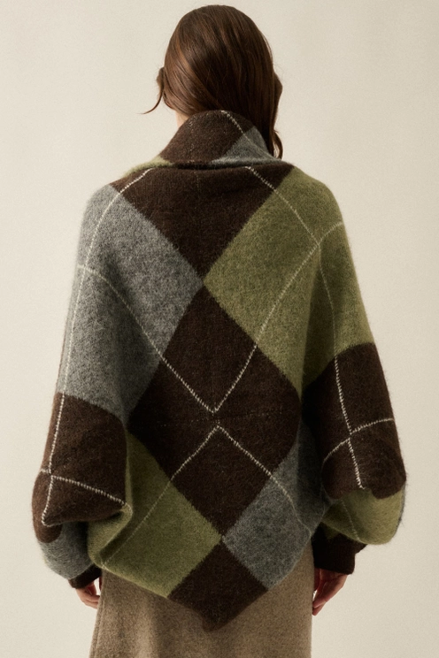 Argyle Jacquard Knit Shrug