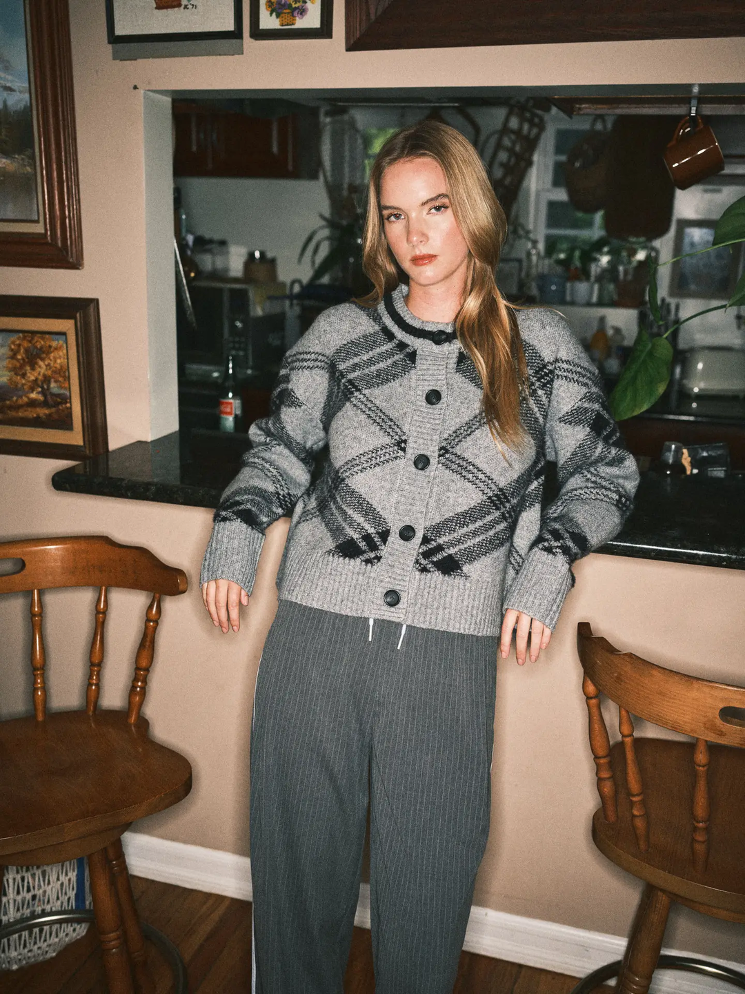 Warm Plaid Pullover Cardigan