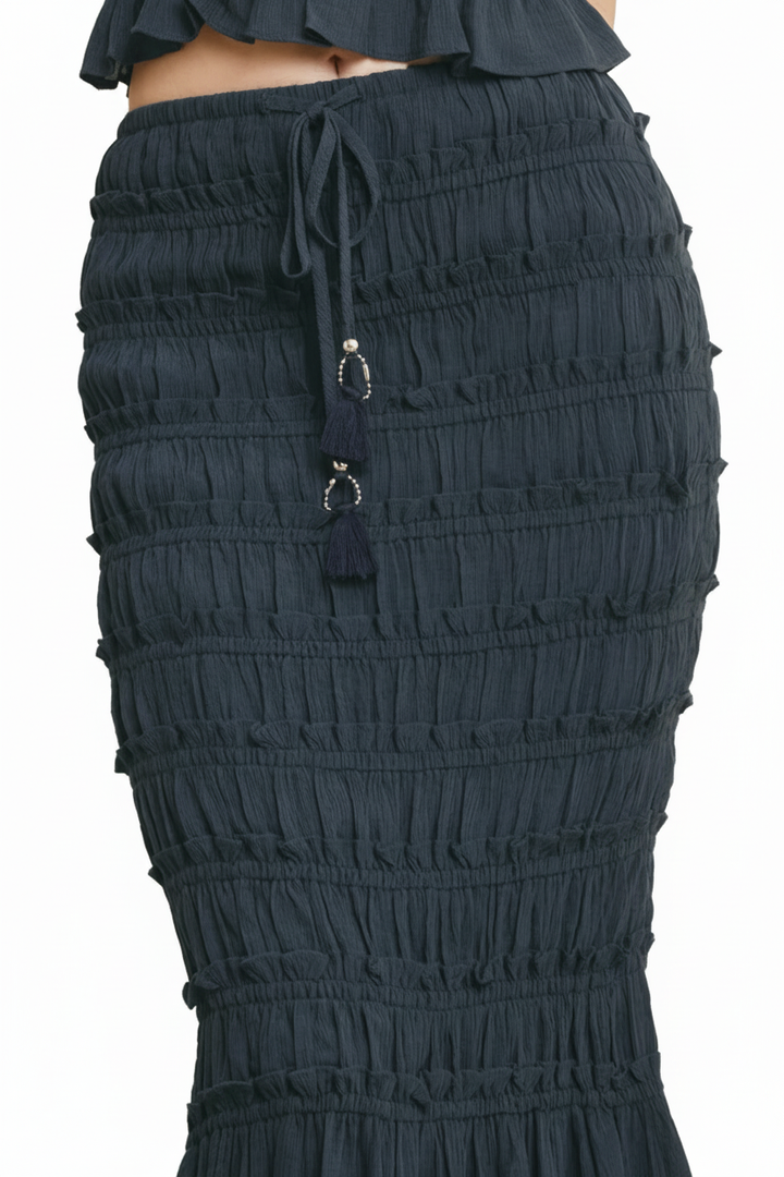 Smocked Mermaid Skirt — Jewel Tassel Detail White Background