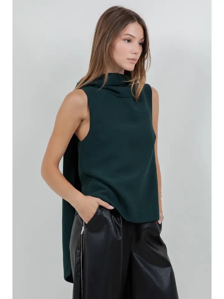 Aria Attached Scarf  Woven Top