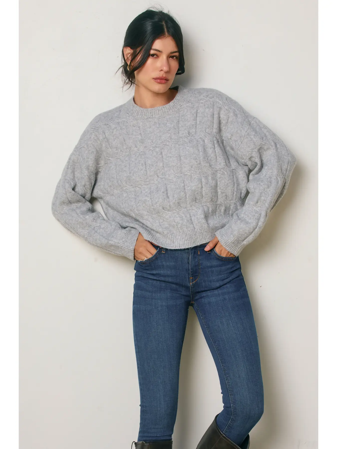 Frosted Mesa Relaxed Cable Knit Sweater