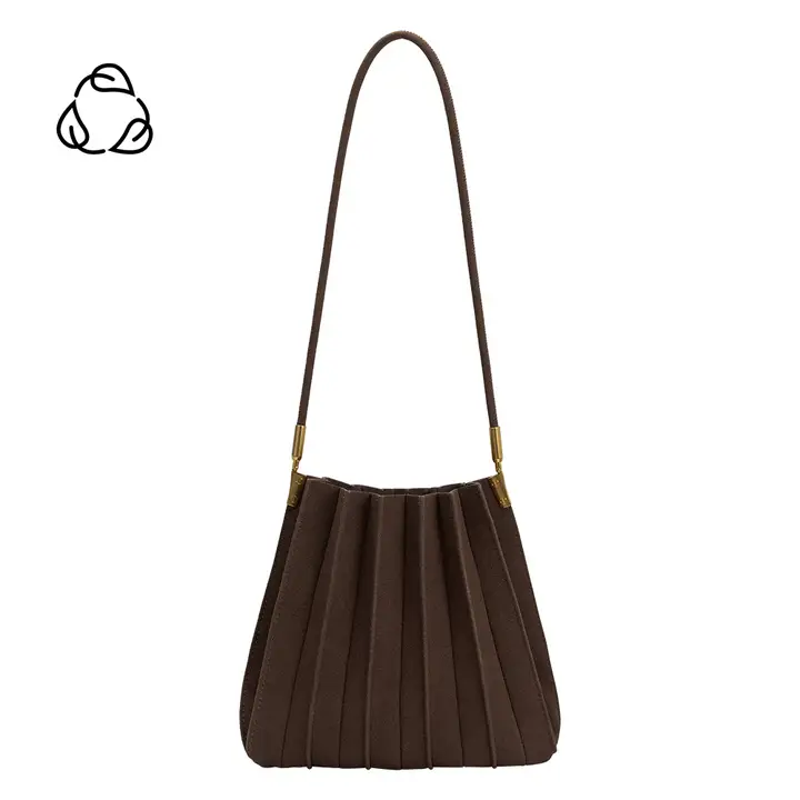 Carrie Vegan Suede Shoulder Bag (available in chocolate & mushroom)