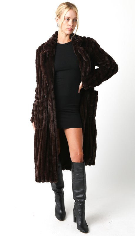 Devin Faux Fur Longline Coat