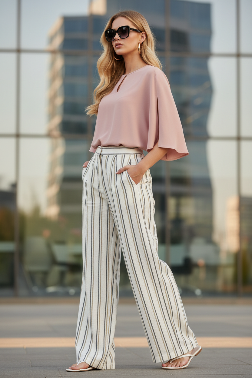 Striped Linen Trousers - Side