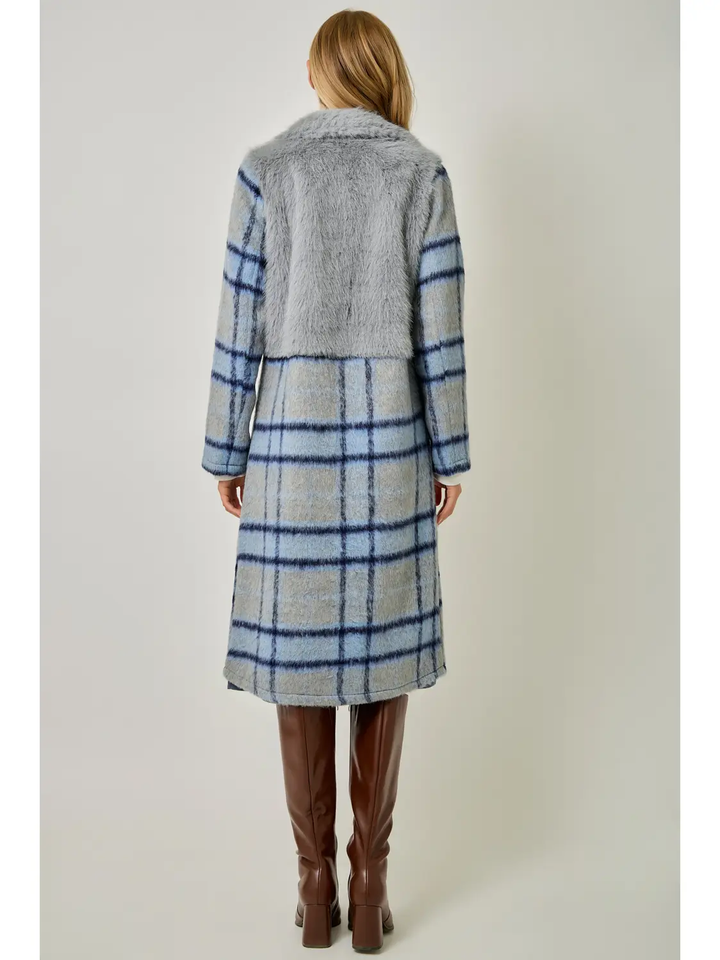 Faux Fur Mixed Media Long Coat