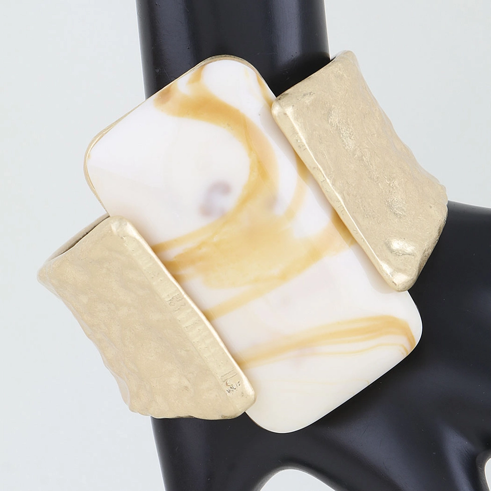 Hammered Cubic Stone Cuff Bracelet