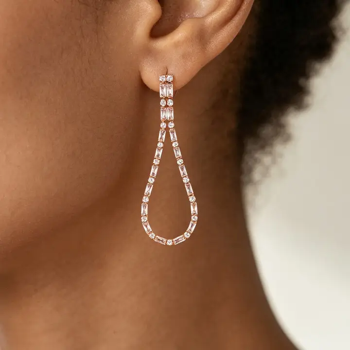 Cubic Zirconia Open Teardrop Earrings
