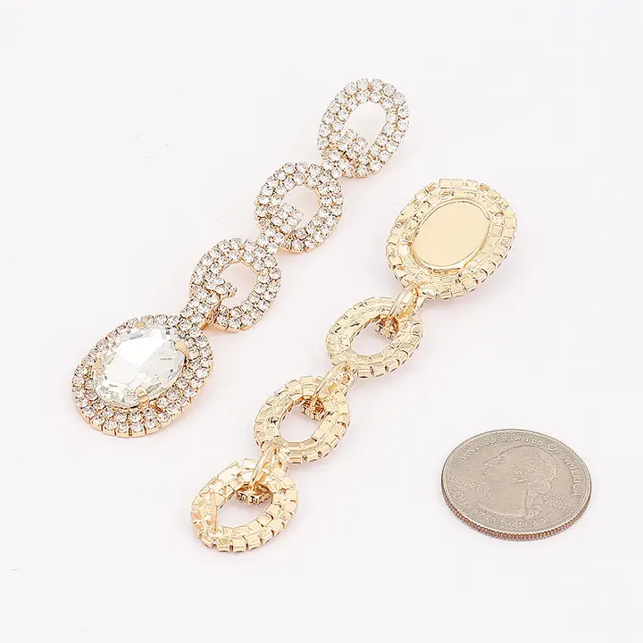 Crystal Link Drop Earrings