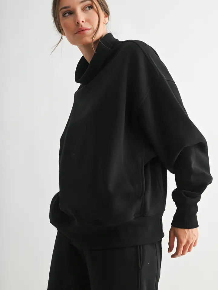 Cozycore Cotton Blend Mock Neck Pullover