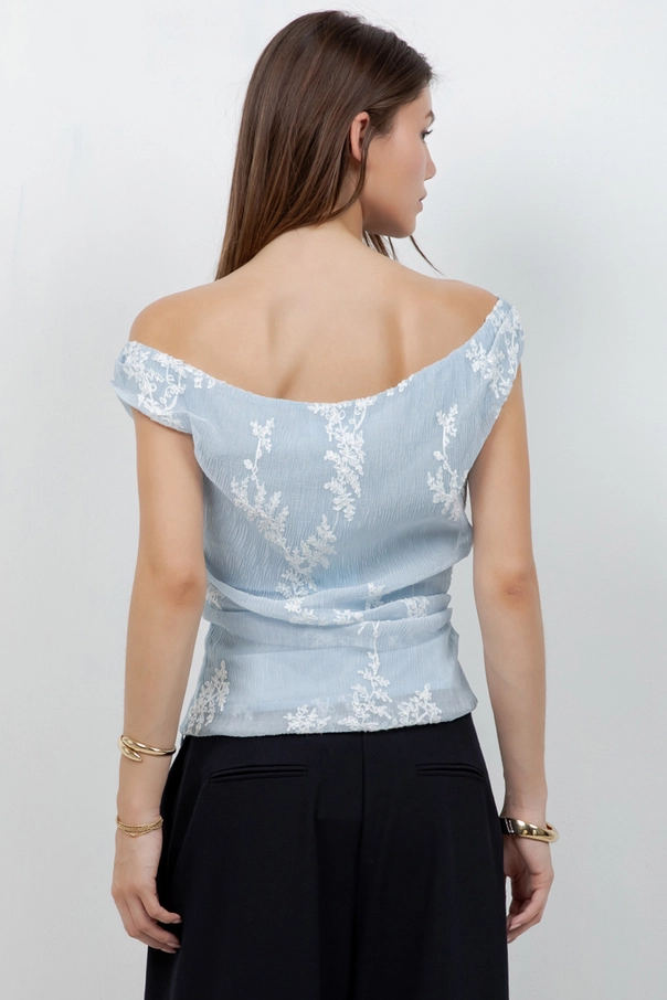 Embroidered Soft Woven Off Shoulder Blouse