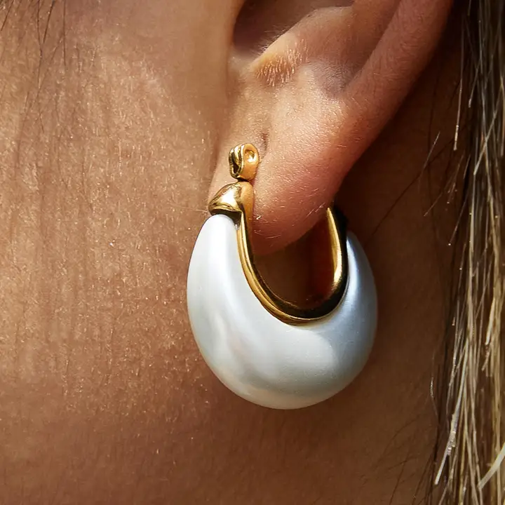Roselle 18K Gold Non Tarnish Teardrop Hoop Earrings