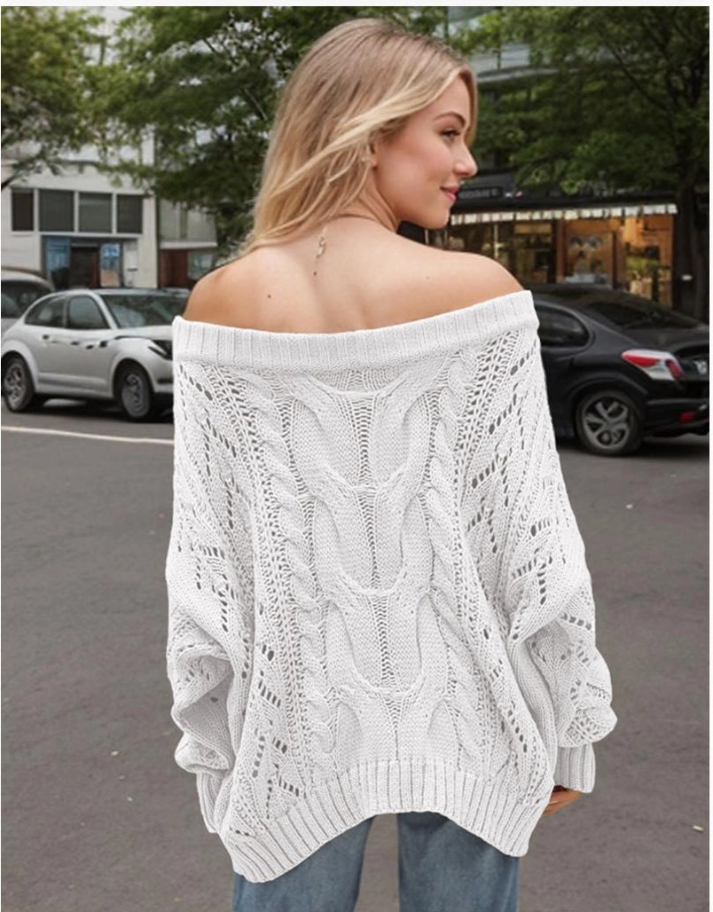 Off Shoulder Chunky Cable Knit Oversized Sweater (available in khaki only)