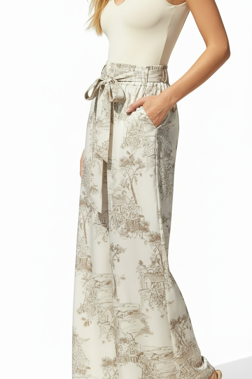 Toile Satin Wide-Leg Trousers — Waist Detail