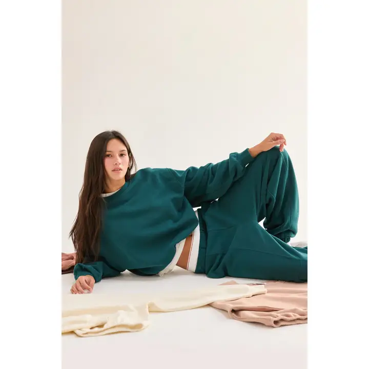 Elastic Hem Cropped Sweatshirt Casual Fit