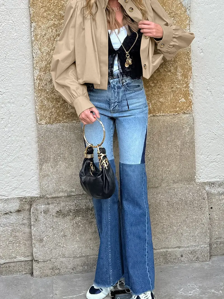 Cropped Buttoned Trench Coat