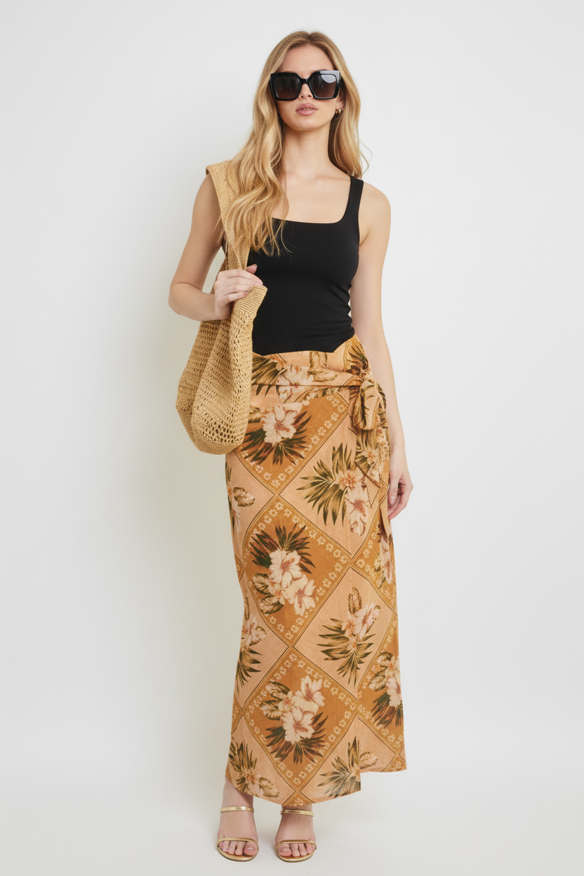 Tropical Wrap Skirt - Angled
