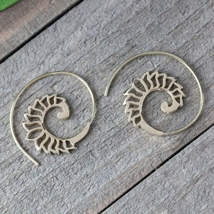 Brass Hollow Spiral Earrings