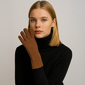 Ribbed Knit Solid Long Winter Gloves ( Many Colors!)