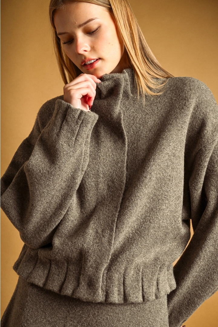 High Neck Button Closure Jacket