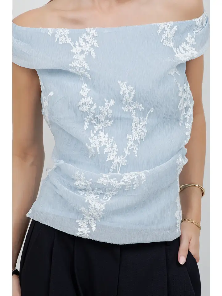 Embroidered Soft Woven Off Shoulder Blouse