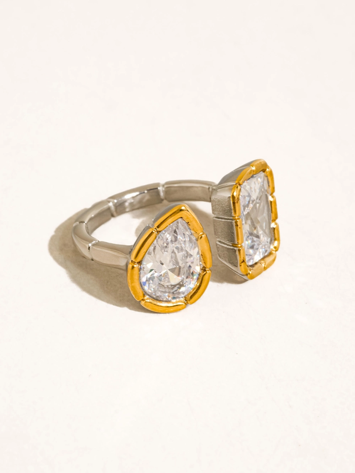 Serréa 18K Gold Plated Cz Adjustable Ring