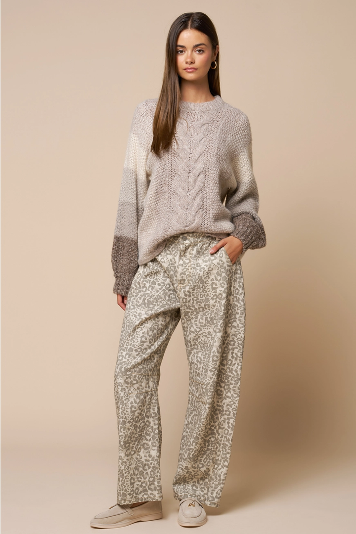 Color Block Cable Knit Sweater