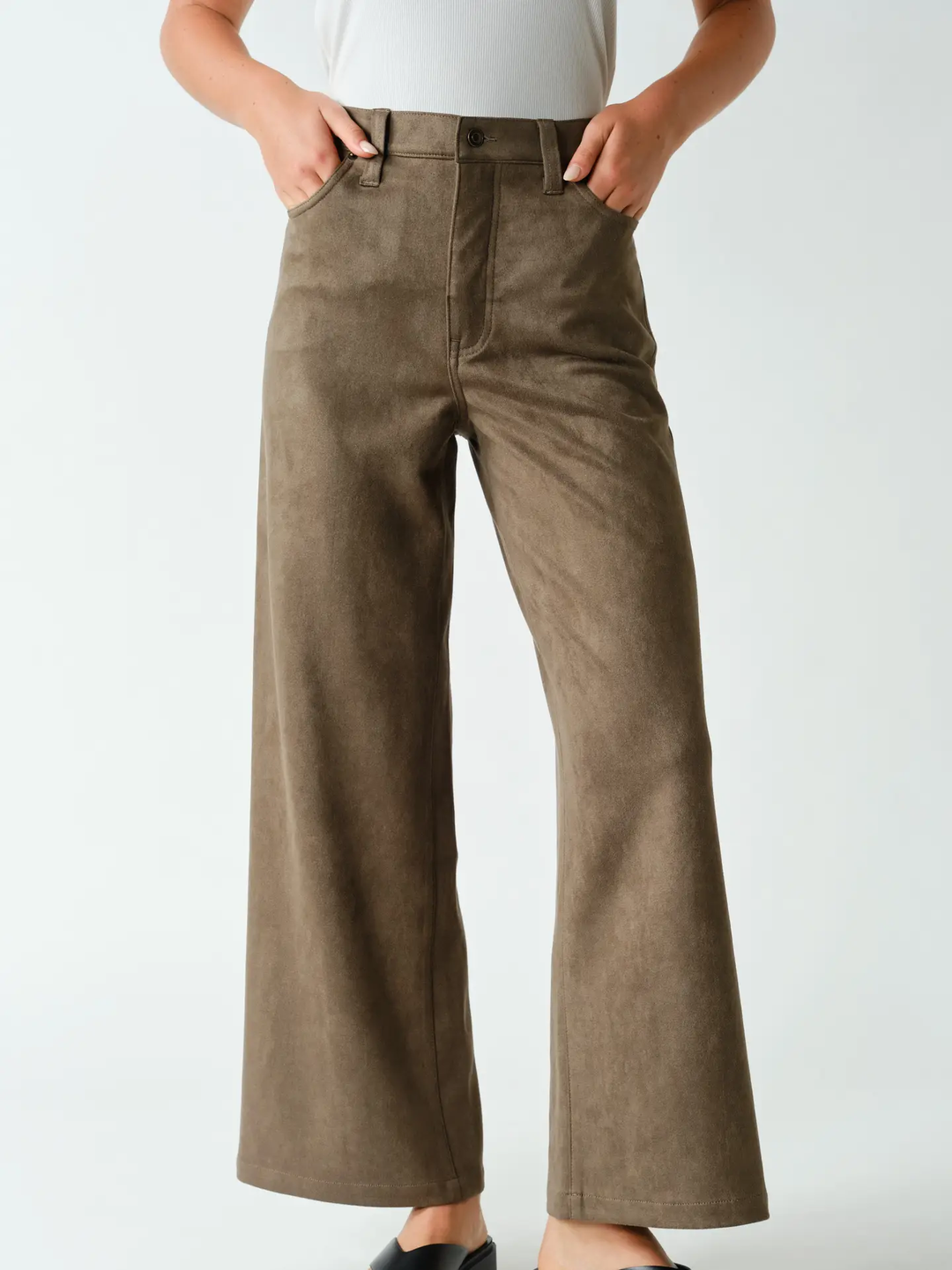 Mojave Suede Finish Wide Leg Pants (available in coffee bean & truffle)