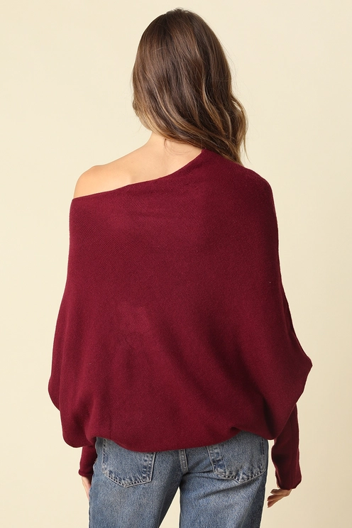 Amar Asymmetric Off Shoulder Sweater