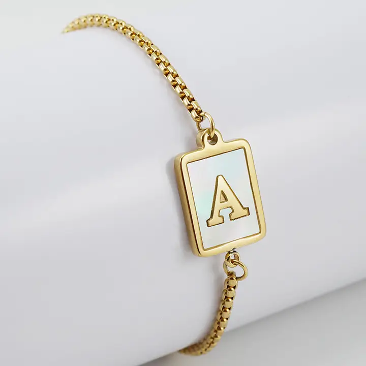 Gold-Plated Shell Stainless Steel Initial Bracelets